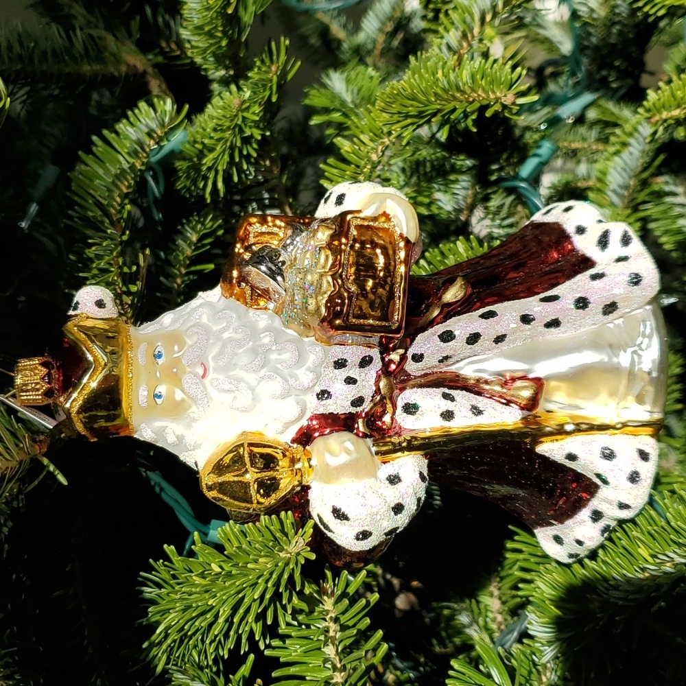 Large Santa Ornament Glassware Art Studio 7.5" Blown Glass Handcrafted in Poland